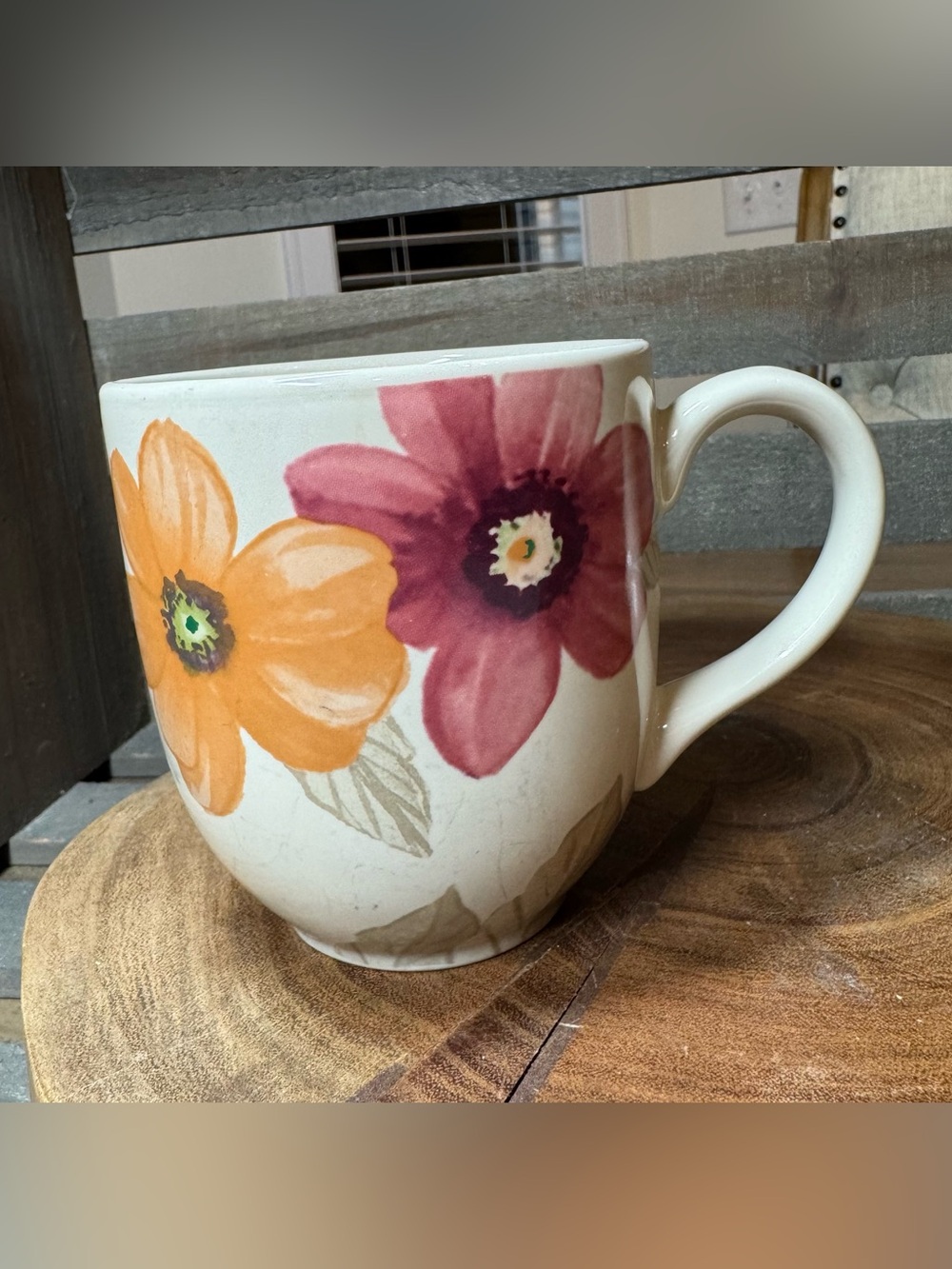 Longaberger Pottery Mug in the Botanical Fields Pattern
